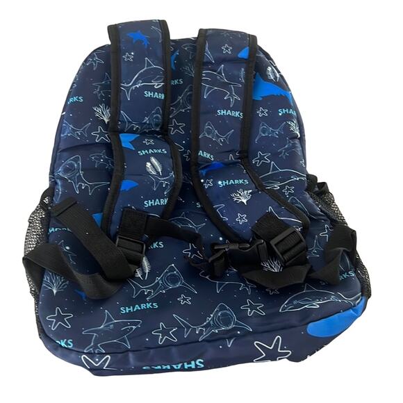 Shark Print Child’s Backpack New without Tags Lightweight Back to School - Picture 2 of 7